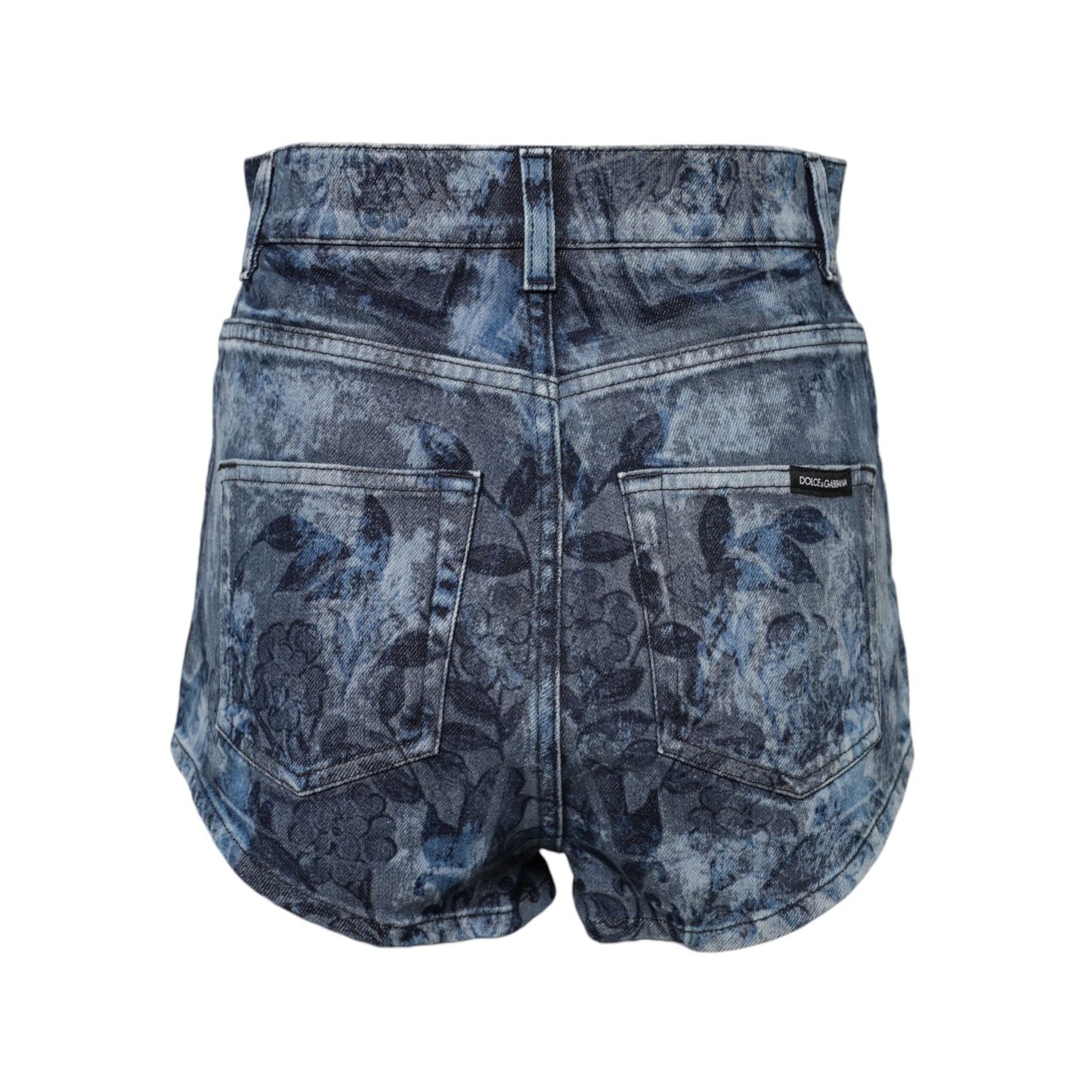 Dolce & Gabbana Blue Floral Print Denim Cotton Hot Pants Shorts PAN74921-40