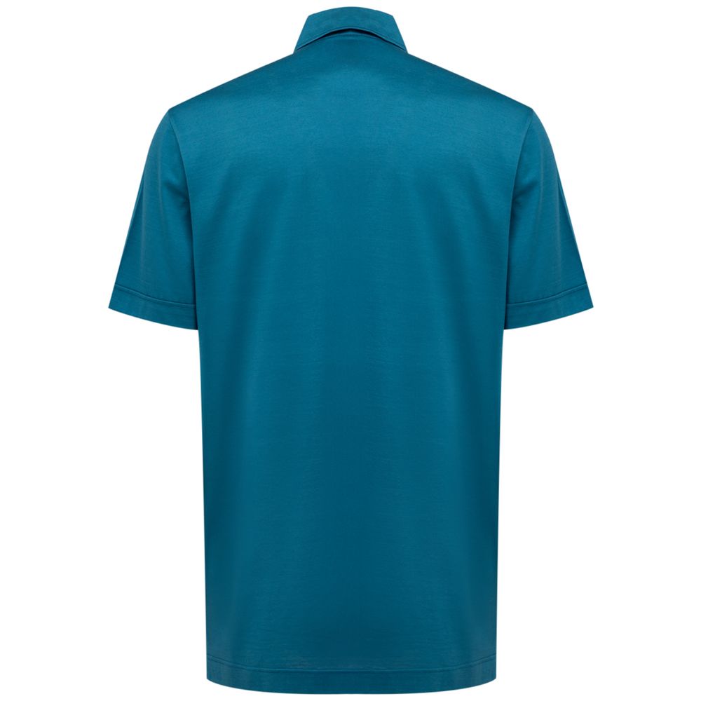 Canali Blue Cotton Shortsleeve Shirt
