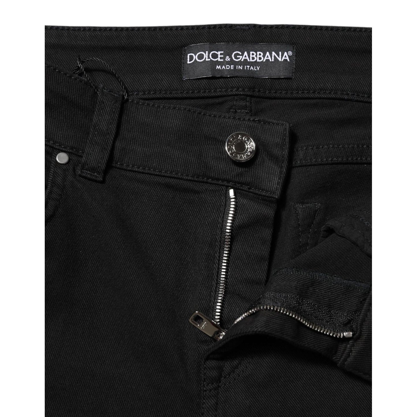 Dolce & Gabbana Black Cotton Skinny Mid Waist Denim Jeans PAN75635-40