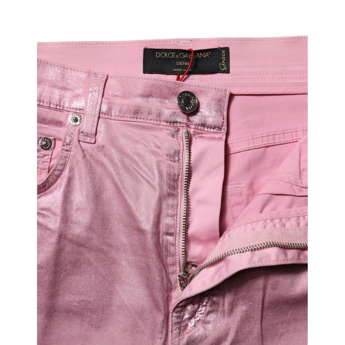 Dolce & Gabbana Pink GRACE High Waisted Skinny Denim Jeans PAN75986-40