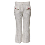 Dolce & Gabbana White Cotton Floral Jacquard Pants PAN76107-38