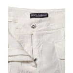 Dolce & Gabbana White Cotton Floral Jacquard Pants PAN76107-38