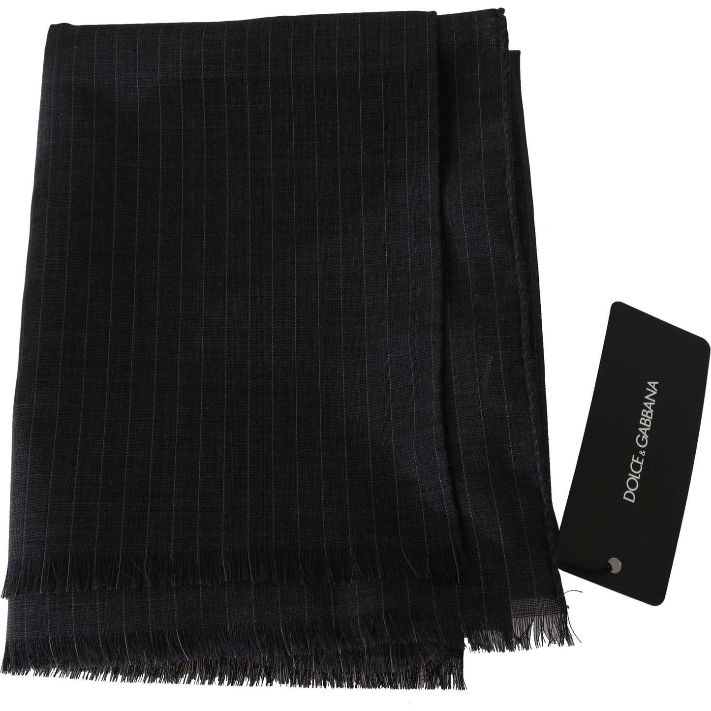 Dolce & Gabbana Elegant Gray Striped Wool Men's Scarf Wool Wrap Shawls Dolce & Gabbana Black