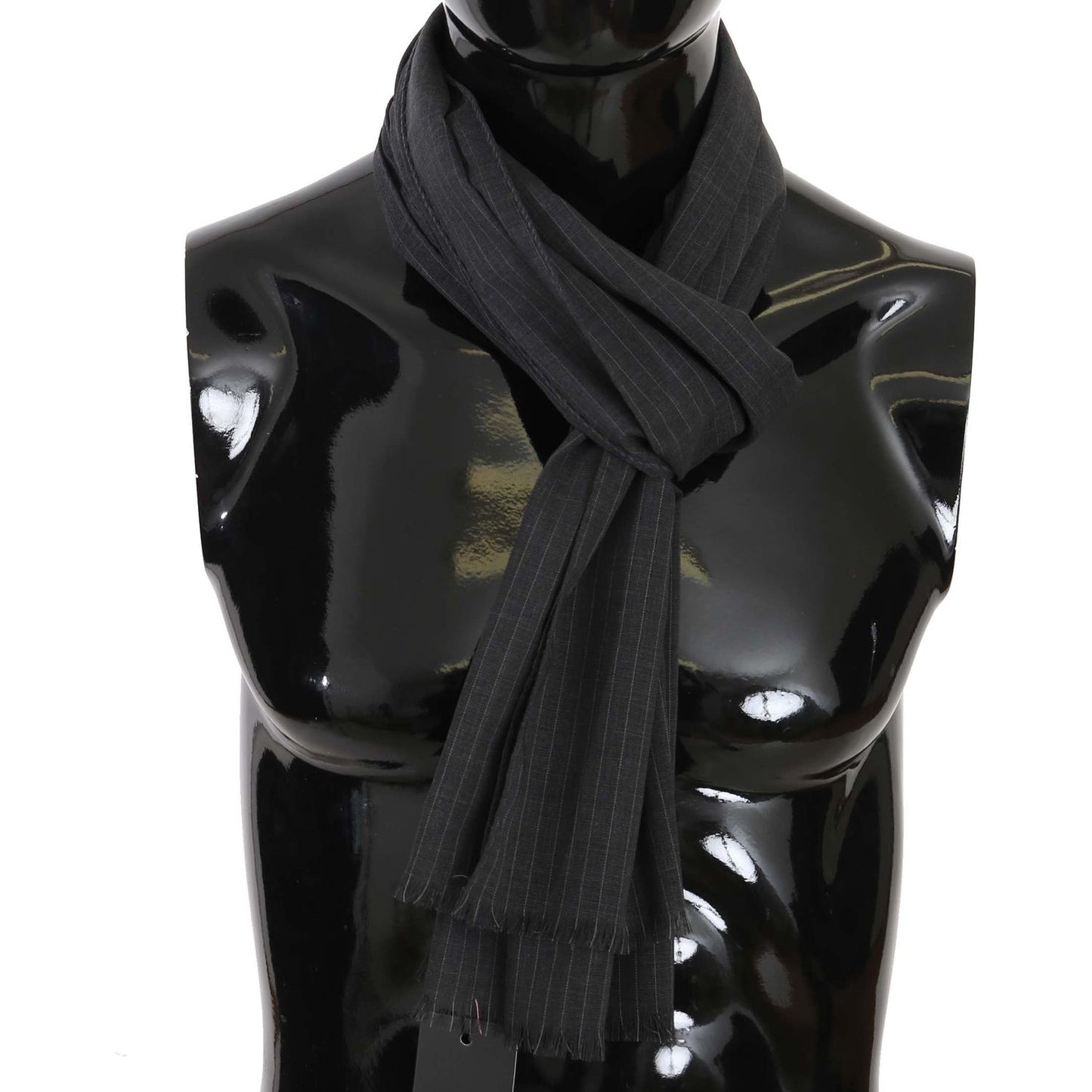 Dolce & Gabbana Elegant Gray Striped Wool Men's Scarf Wool Wrap Shawls Dolce & Gabbana Dark Slate Gray
