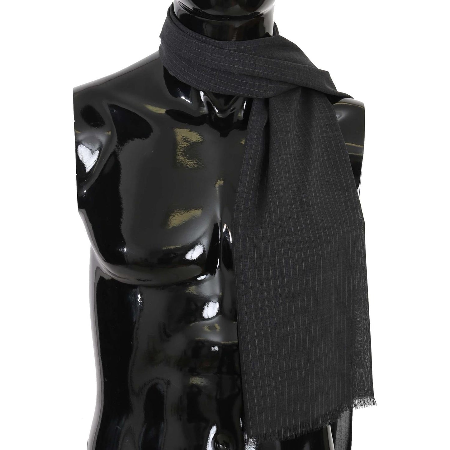 Dolce & Gabbana Elegant Gray Striped Wool Men's Scarf Wool Wrap Shawls Dolce & Gabbana Dark Slate Gray