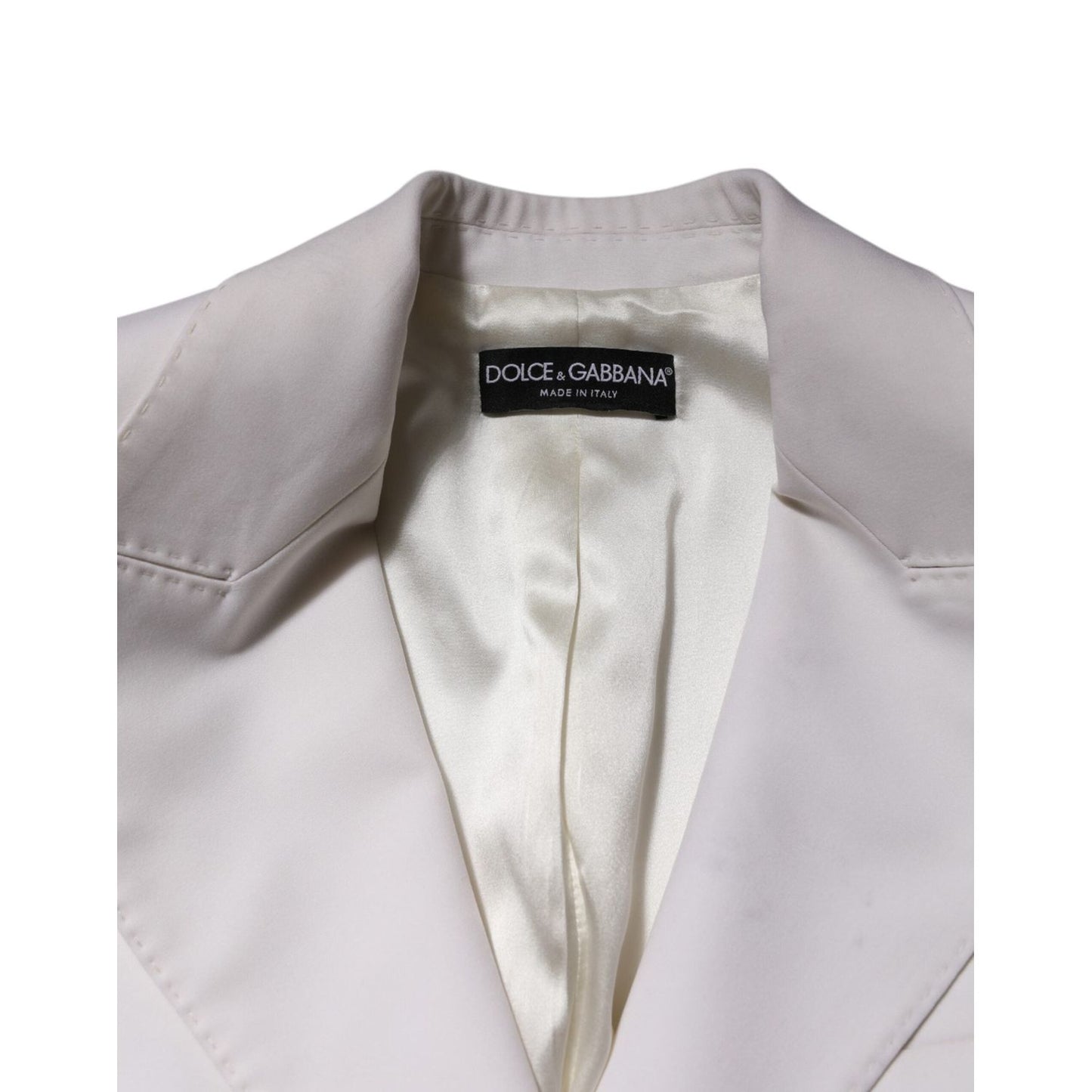 Dolce & Gabbana White Wool Single Breasted Women Coat Jacket JKT41312-42