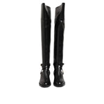 Elisabetta Franchi Black Leather Buckled High Boots Shoes LA12610-36