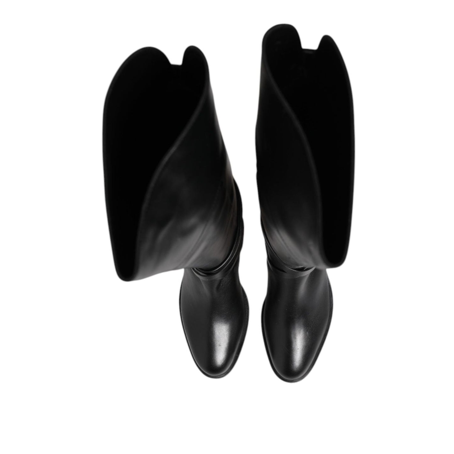 Elisabetta Franchi Black Leather Buckled High Boots Shoes LA12610-36