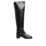Elisabetta Franchi Black Leather Buckled High Boots Shoes LA12610-36