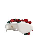 Dolce & Gabbana White Leather Floral Detailing Sandals Shoes LA12622-38