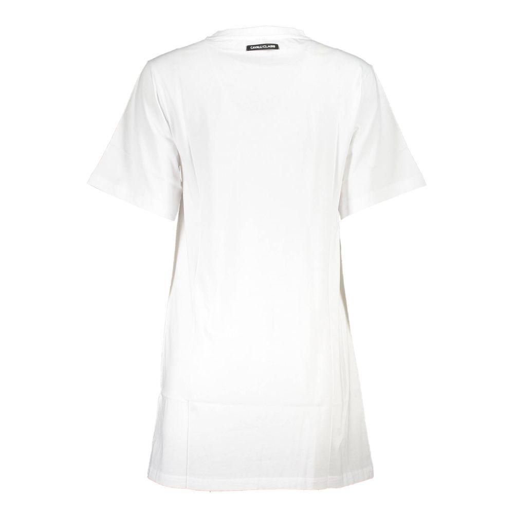 Cavalli Class White Cotton Dress CA-21217-XL