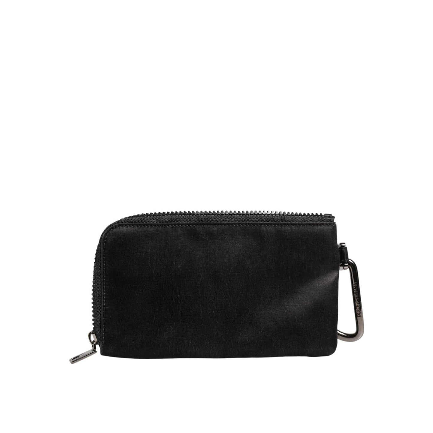 Dolce & Gabbana Black Nylon Logo Plaque Keyring Pouch Clutch Bag BAG1468