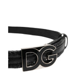 Dolce & Gabbana Black Classic Leather DG Logo Buckle Belt