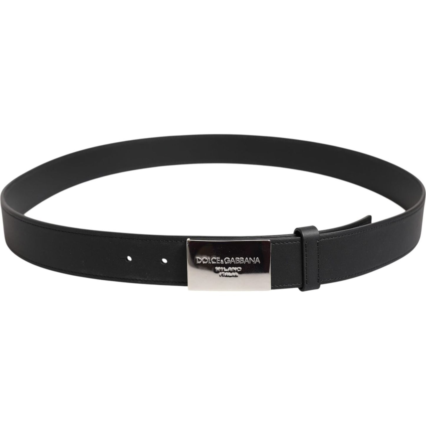Dolce & Gabbana Black Leather Classic Metal Logo Buckle Belt BEL9494-85