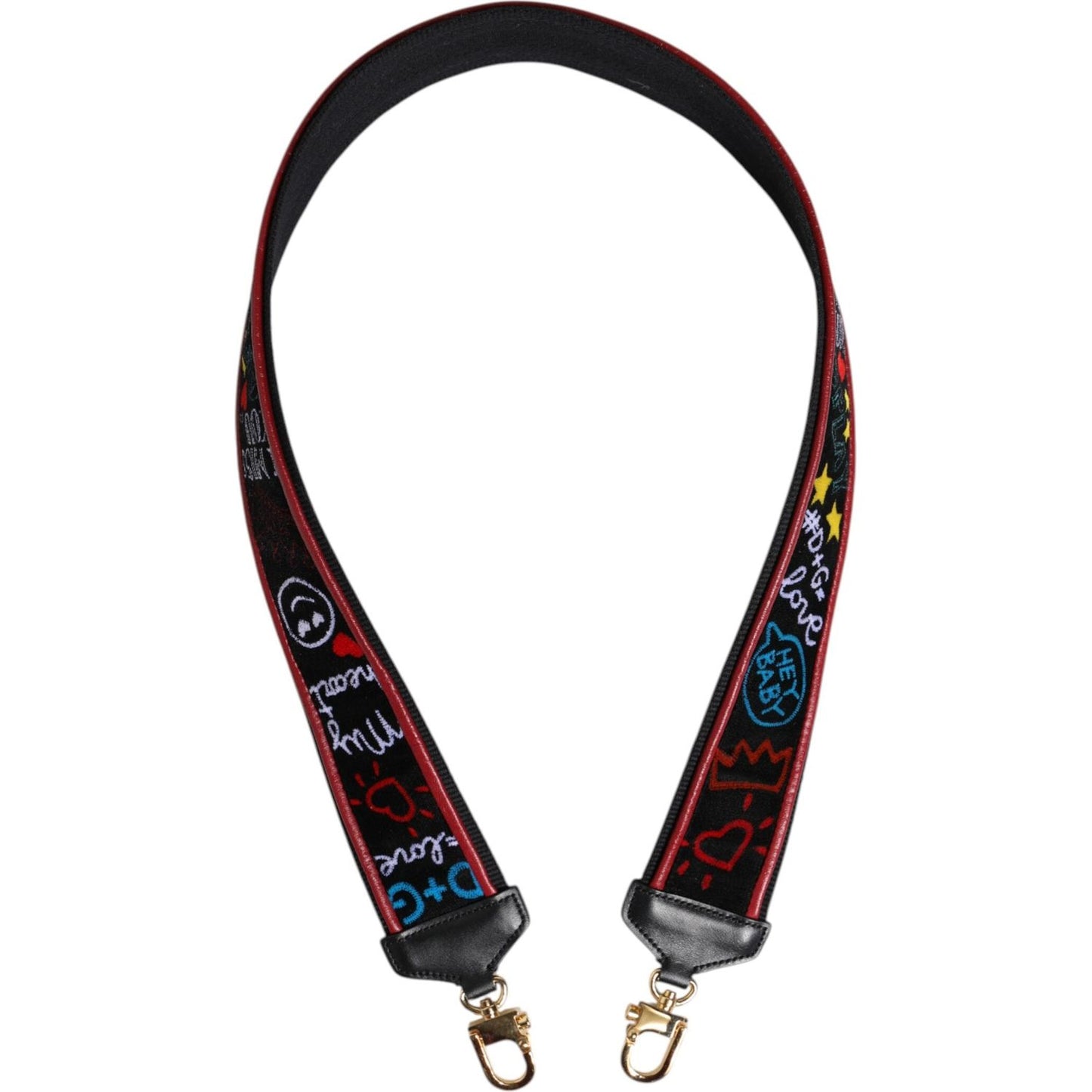 Dolce & Gabbana Black Cotton Printed Women Bag Accessory Shoulder Strap WMB534