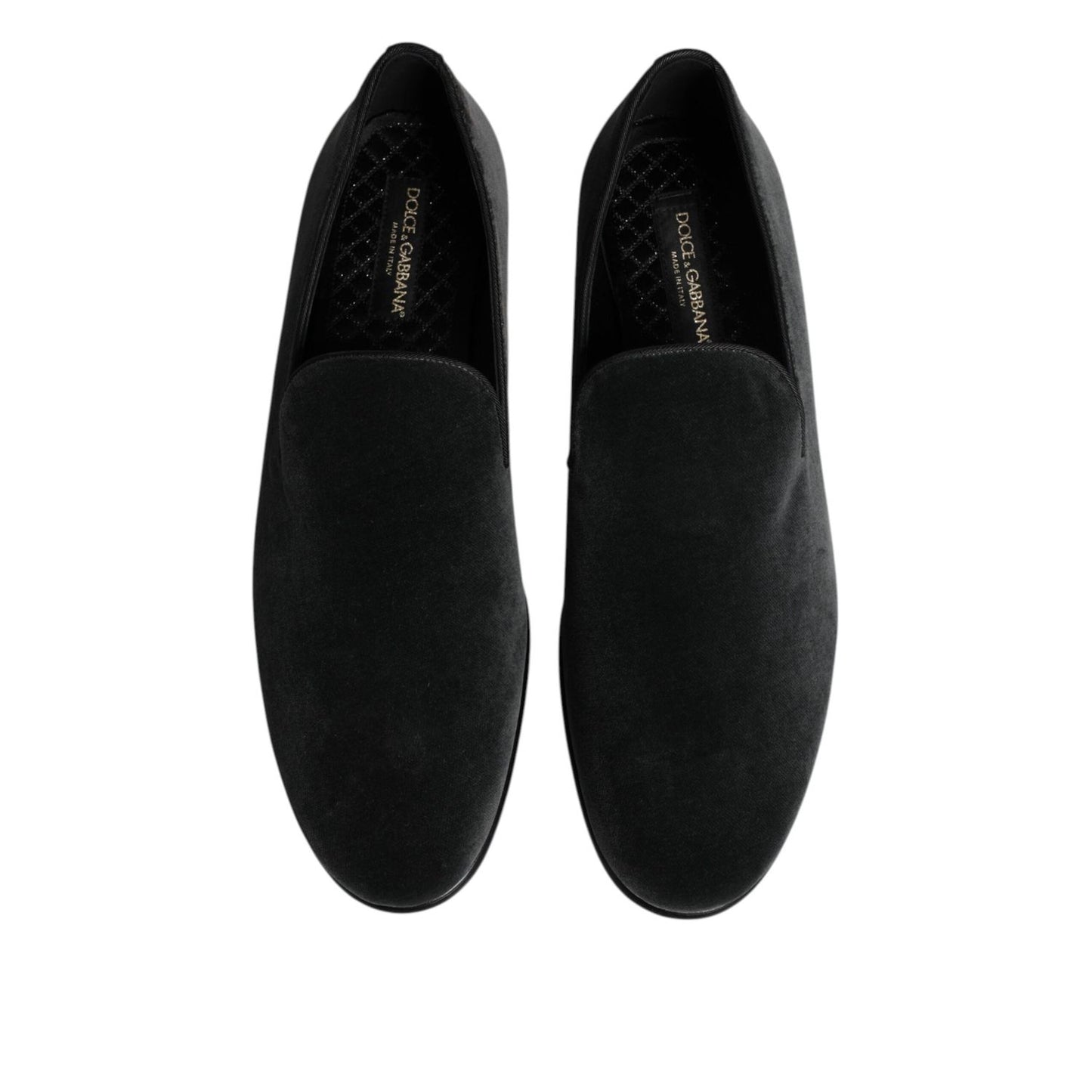 Dolce & Gabbana Black Velvet Slip On Loafers Formal Shoes MV7559-46.5