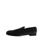 Dolce & Gabbana Black Velvet Slip On Loafers Formal Shoes MV7559-46.5