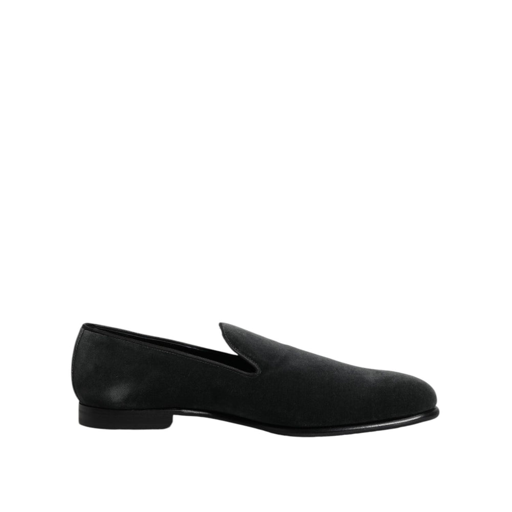 Dolce & Gabbana Black Velvet Slip On Loafers Formal Shoes MV7559-46.5