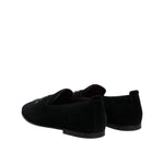 Dolce & Gabbana Black Velvet Embellished Loafer Slip On Shoes MV7566-43