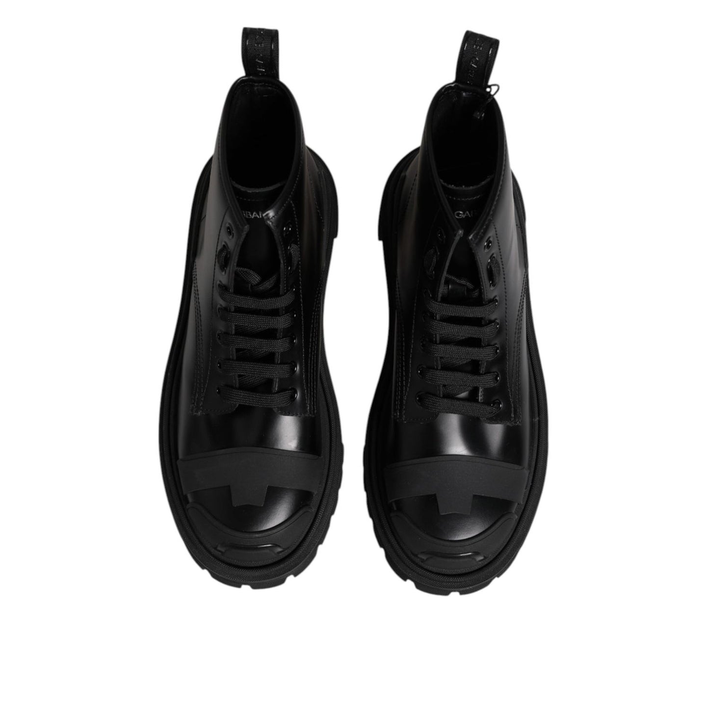 Dolce & Gabbana Black Leather Lace Up Mid Calf Boots Shoes MV7602-40