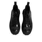 Dolce & Gabbana Black Leather Lace Up Mid Calf Boots Shoes MV7602-40