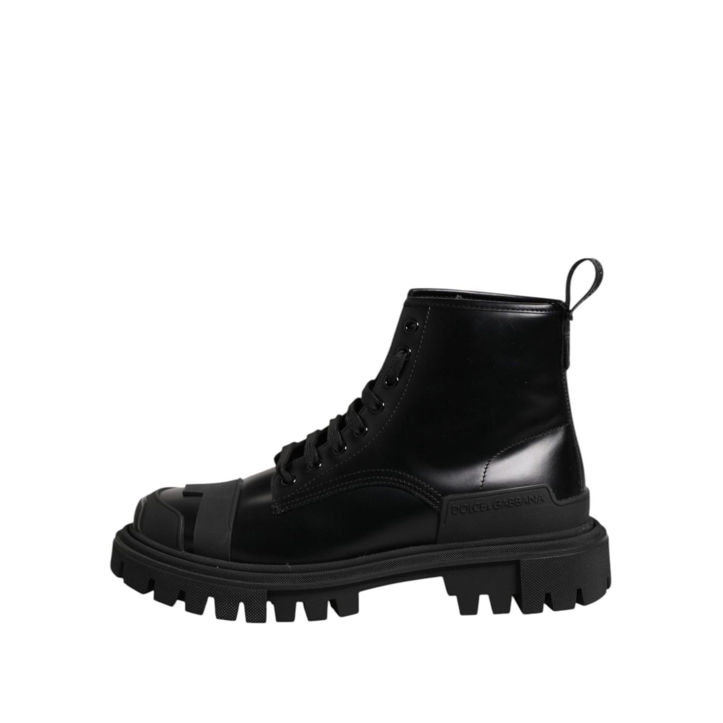 Dolce & Gabbana Black Leather Lace Up Mid Calf Boots Shoes MV7602-40