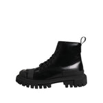 Dolce & Gabbana Black Leather Lace Up Mid Calf Boots Shoes MV7602-40