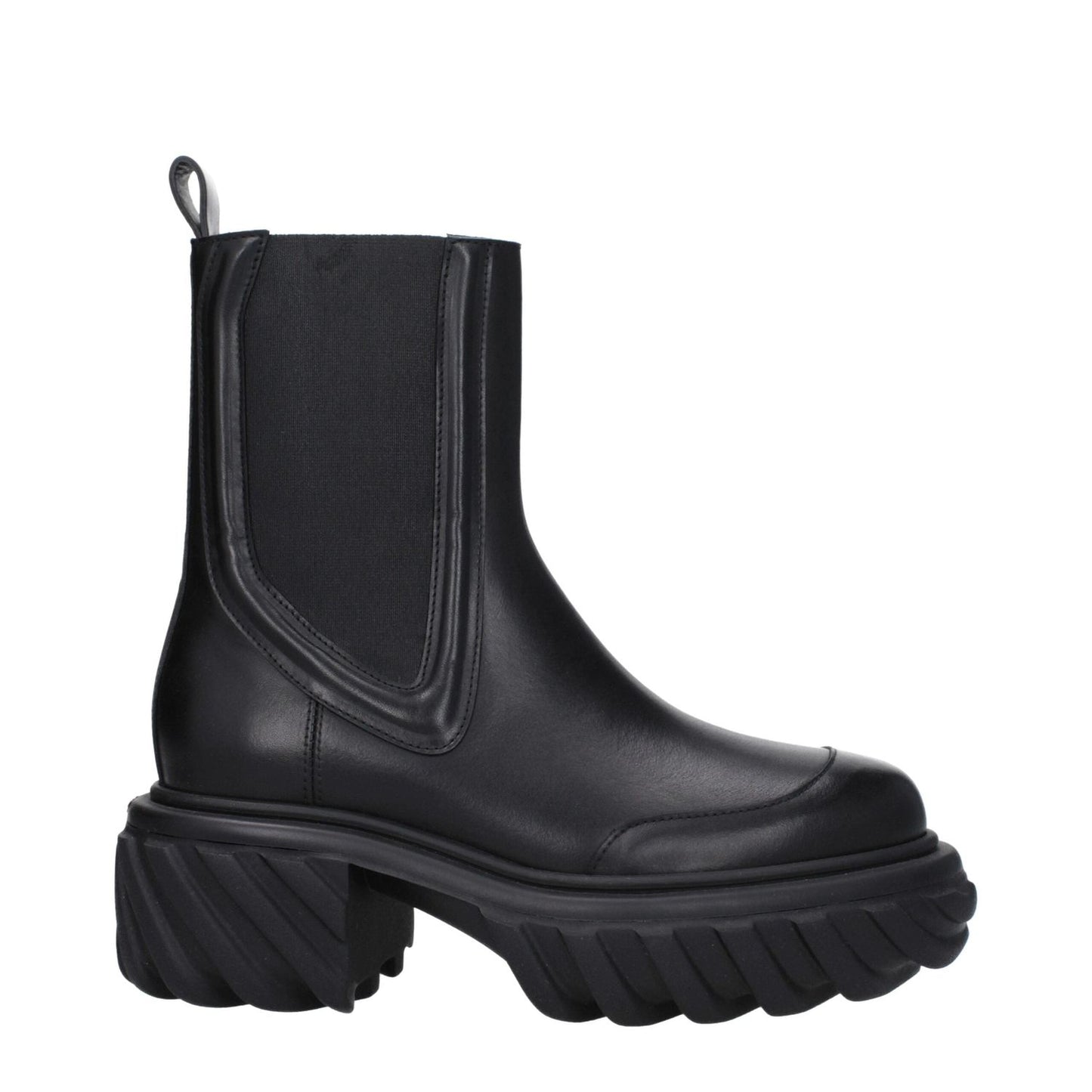 Off-White Black Leather Ankle Boots OF-8595927925001-EU40/US10