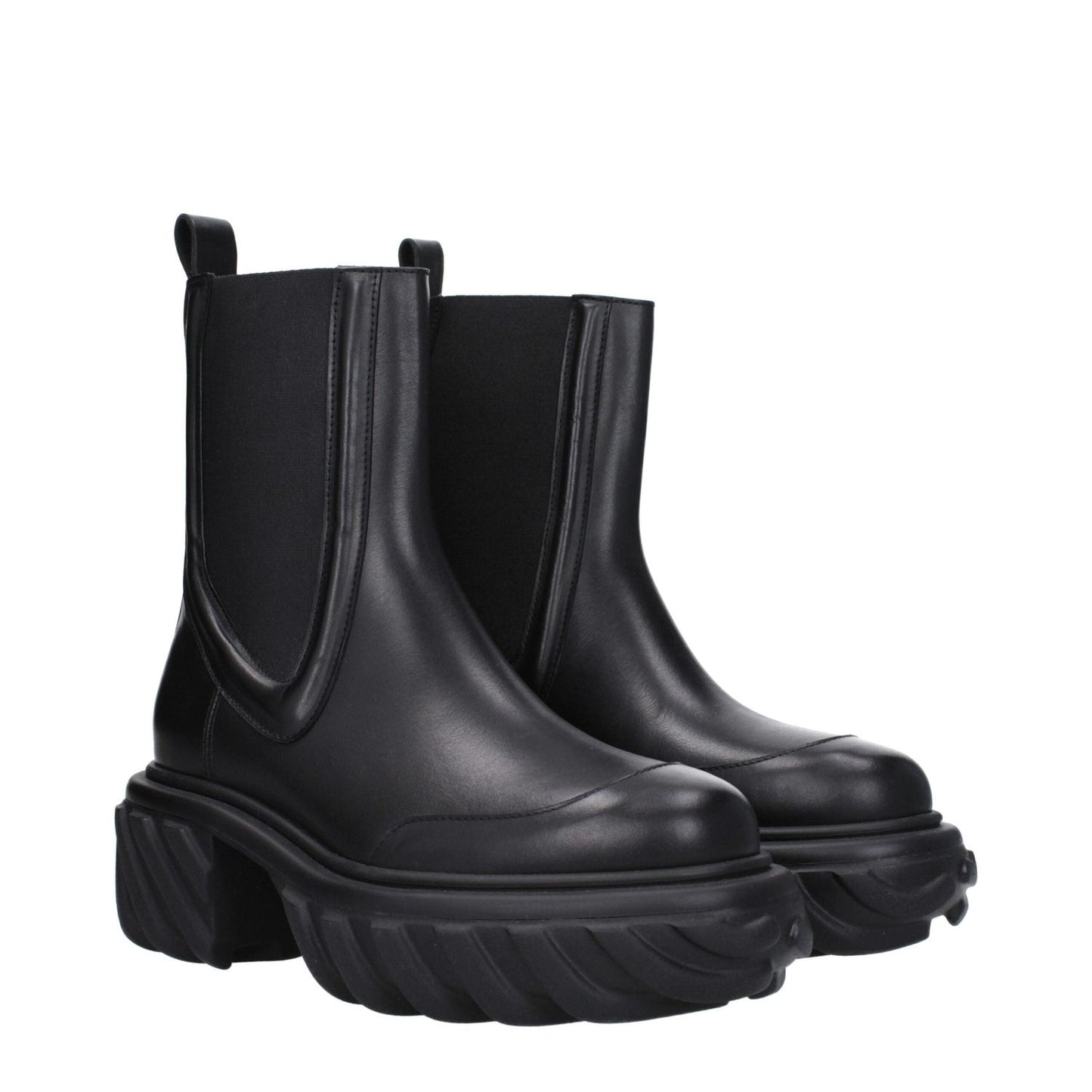 Off-White Black Leather Ankle Boots OF-8595927925001-EU40/US10