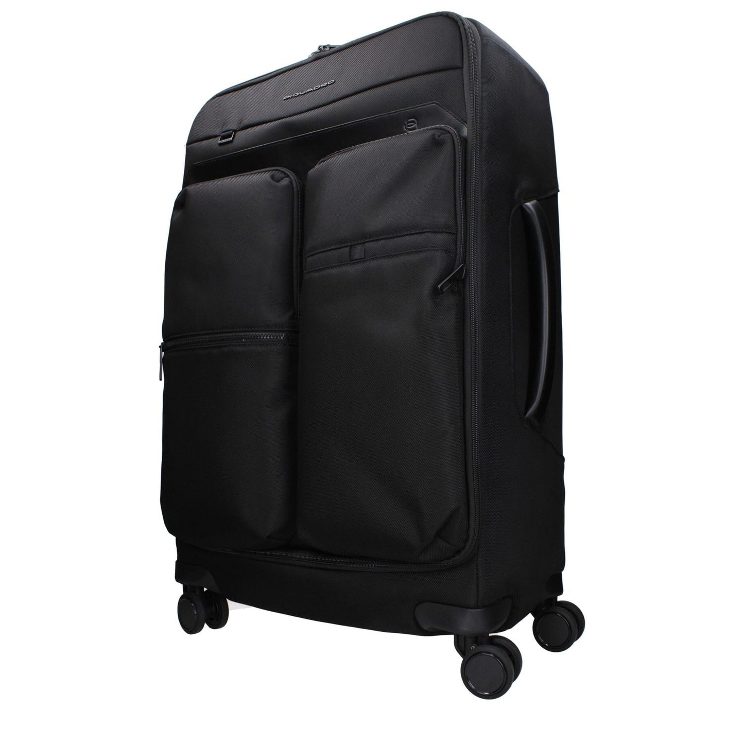 Piquadro Black Fabric Luggage And Travel trolley with adjustable handle and front logo, MPN BV4733X19N, code F83832
