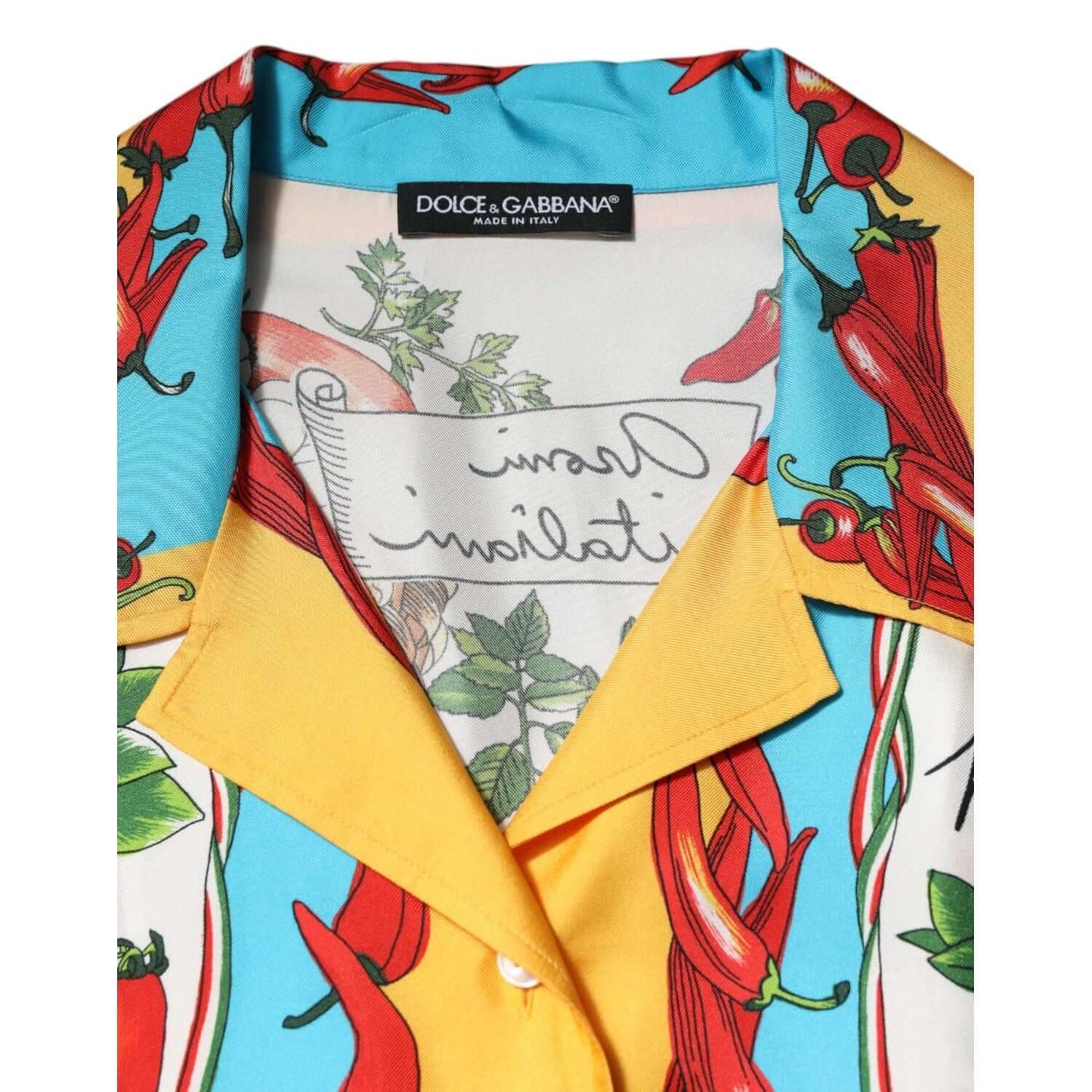 Dolce & Gabbana Multicolor Chili Silk Cropped Blouse Top TSH90655-36
