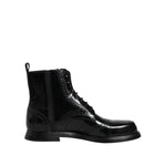 Dolce & Gabbana Black Leather Lace Up Mid Calf Boots Shoes MV7698-44