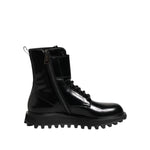 Dolce & Gabbana Black Leather Lace Up Mid Calf Boots Shoes MV7702-41
