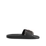 Dolce & Gabbana Black Rubber Sacred Heart Slides Men Beachwear Shoes MV7786-45