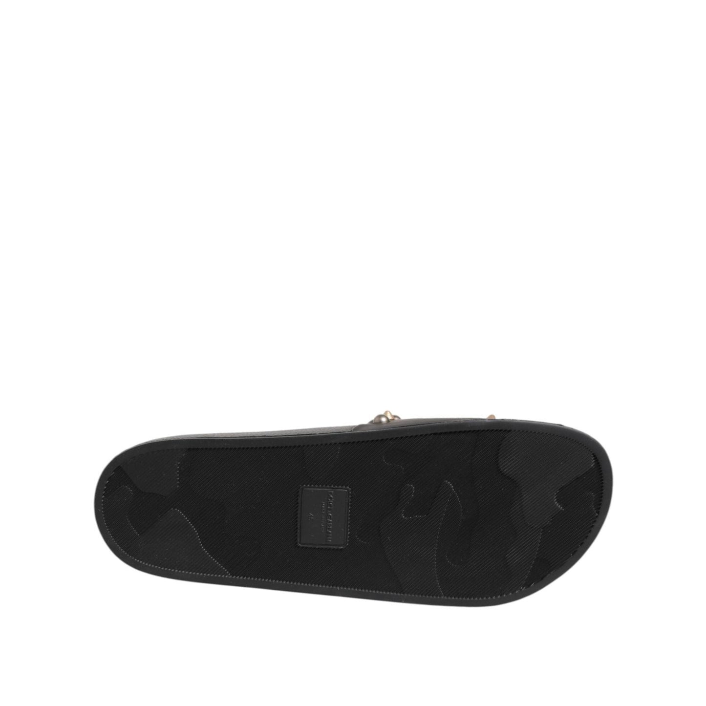 Dolce & Gabbana Black Rubber Sacred Heart Slides Men Beachwear Shoes MV7786-45