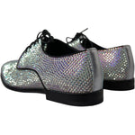 Dolce & Gabbana Silver Leather Rhinestones Derby Shoes