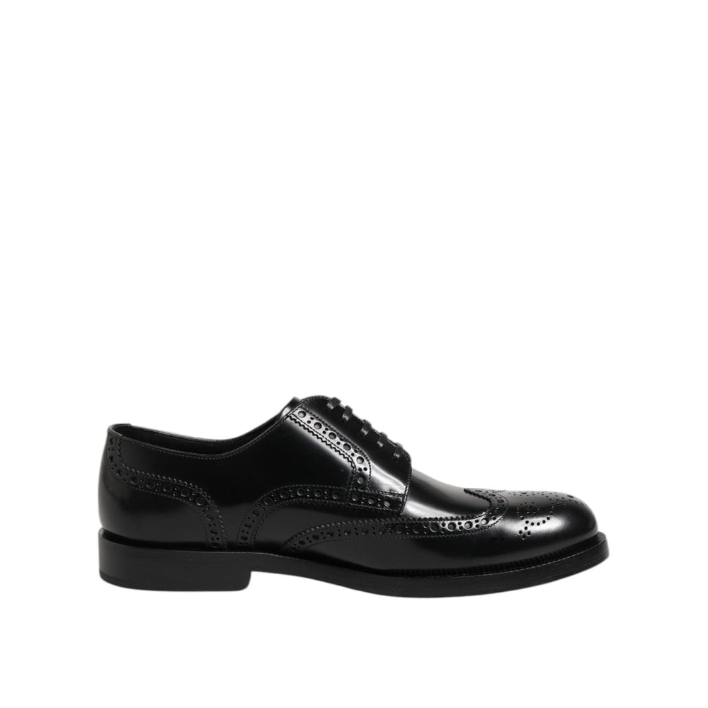 Dolce & Gabbana Black Leather Derby Wingtip Formal Shoes MV7523-40
