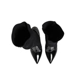 Dolce & Gabbana Black Leather Ribbed Knit Knee Boots Shoes LA11448-40