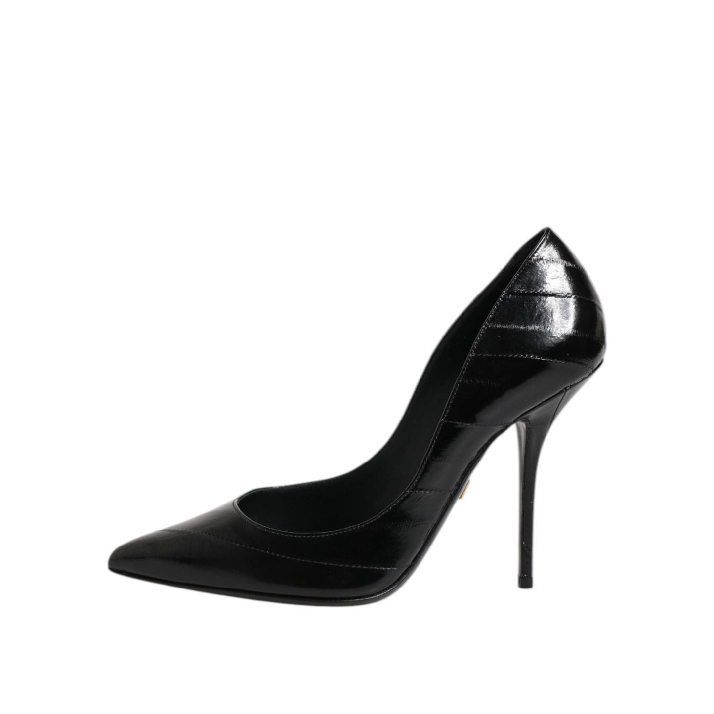 Dolce & Gabbana Black Leather Stiletto High Heels Pumps Shoes LA11452-37