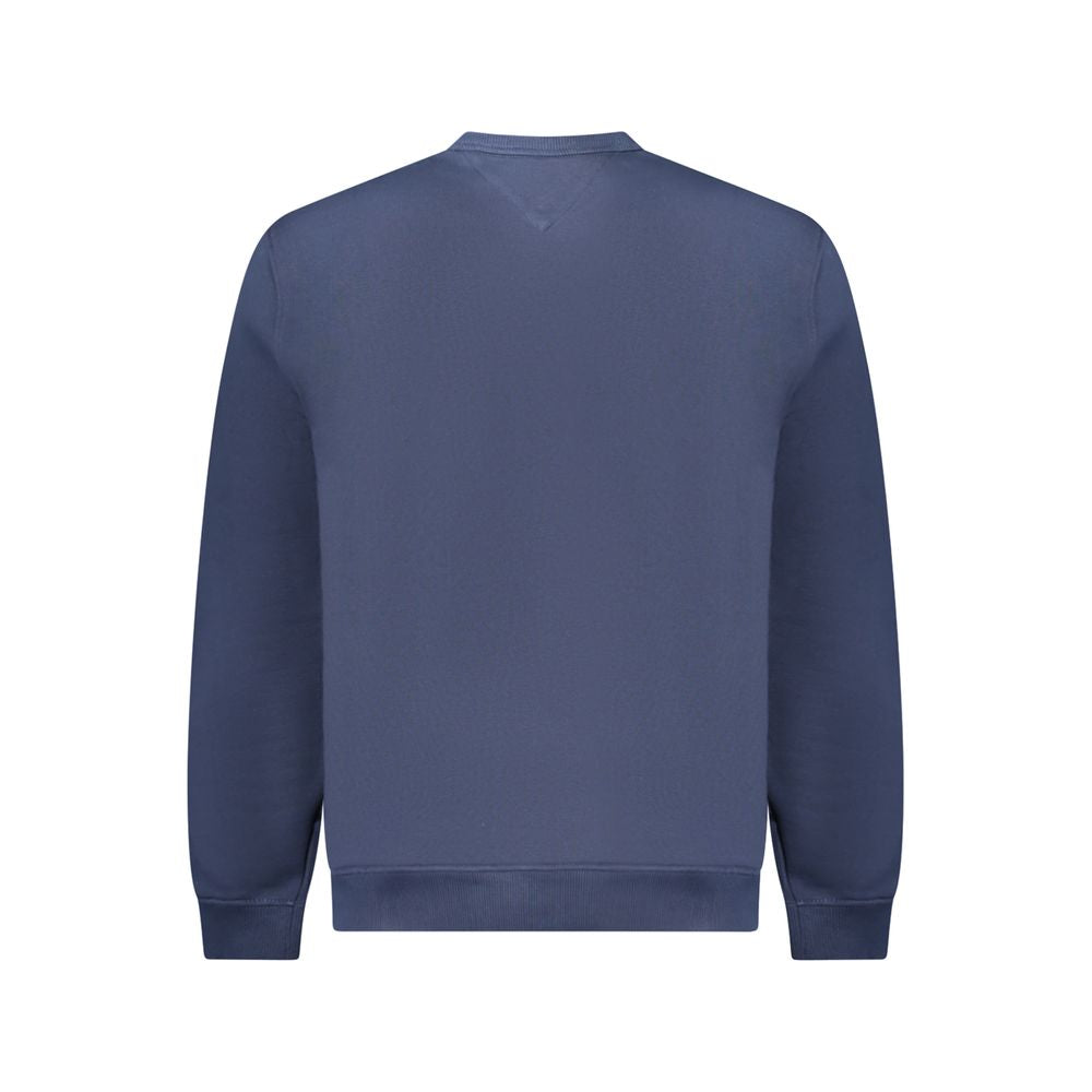 Back view of Tommy Hilfiger Blue Cotton Men Sweater showcasing crew neck and sustainable fabric.