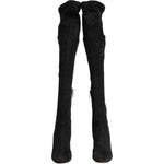Dolce & Gabbana Black Suede Leather Knee High Boots Shoes LA12865-35.5