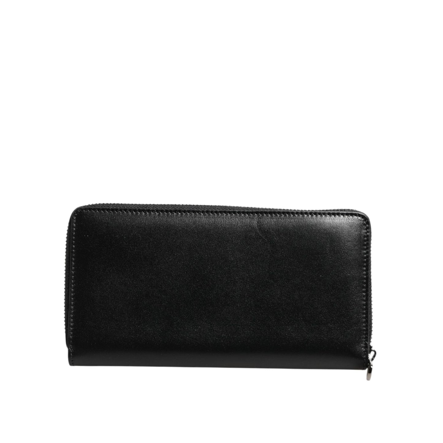 Dolce & Gabbana Black Leather Logo Plaque Zip Around Continental Wallet BAG4700