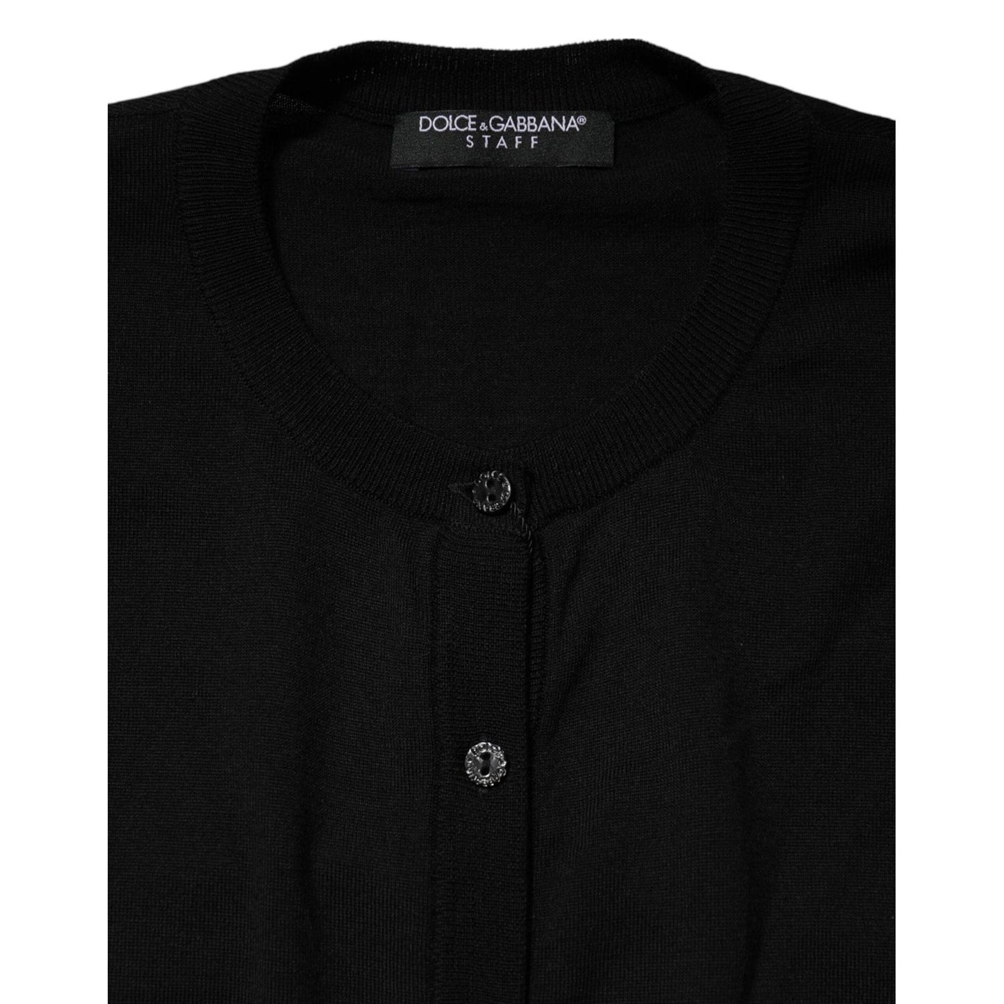 Dolce & Gabbana Black Wool Knit Round Neck Cardigan Sweater TSH90729-42