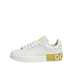 Dolce & Gabbana White Yellow Leather Low Top Sneakers Shoes LA12782-35.5