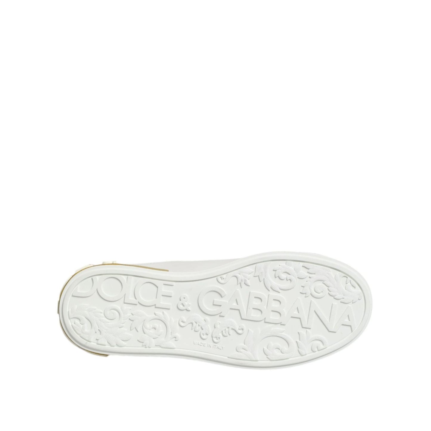 Dolce & Gabbana White Yellow Leather Low Top Sneakers Shoes LA12782-35.5