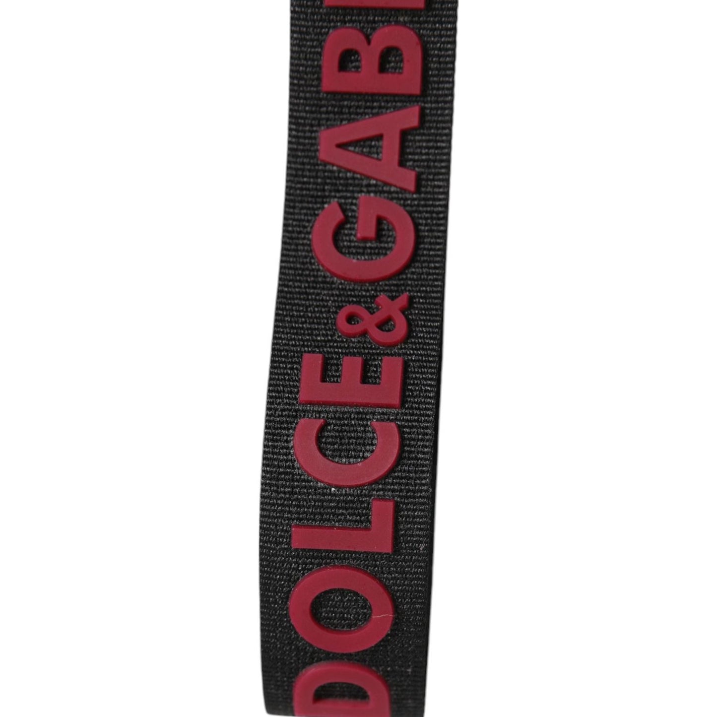 Dolce & Gabbana Black Red DG Logo Polyester Silver Men Keychain Keyring SMY11133