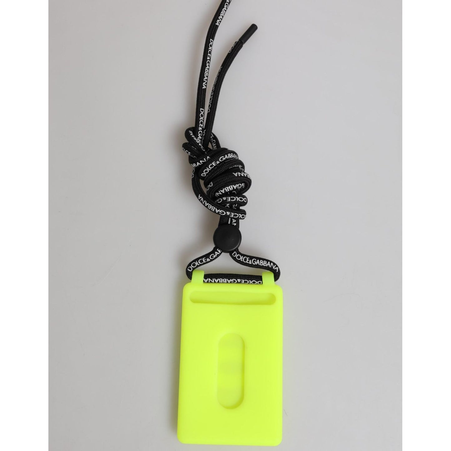 Dolce & Gabbana Yellow Green Rubber DG Embossed Adjustable Badge Holder SMY11237