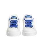 Dolce & Gabbana White Blue Leather Low Top Sneakers Shoes LA12900-35