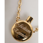 Dolce & Gabbana Gold Brass Rhinestone Devotion Charm Pendant Necklace SMY11223
