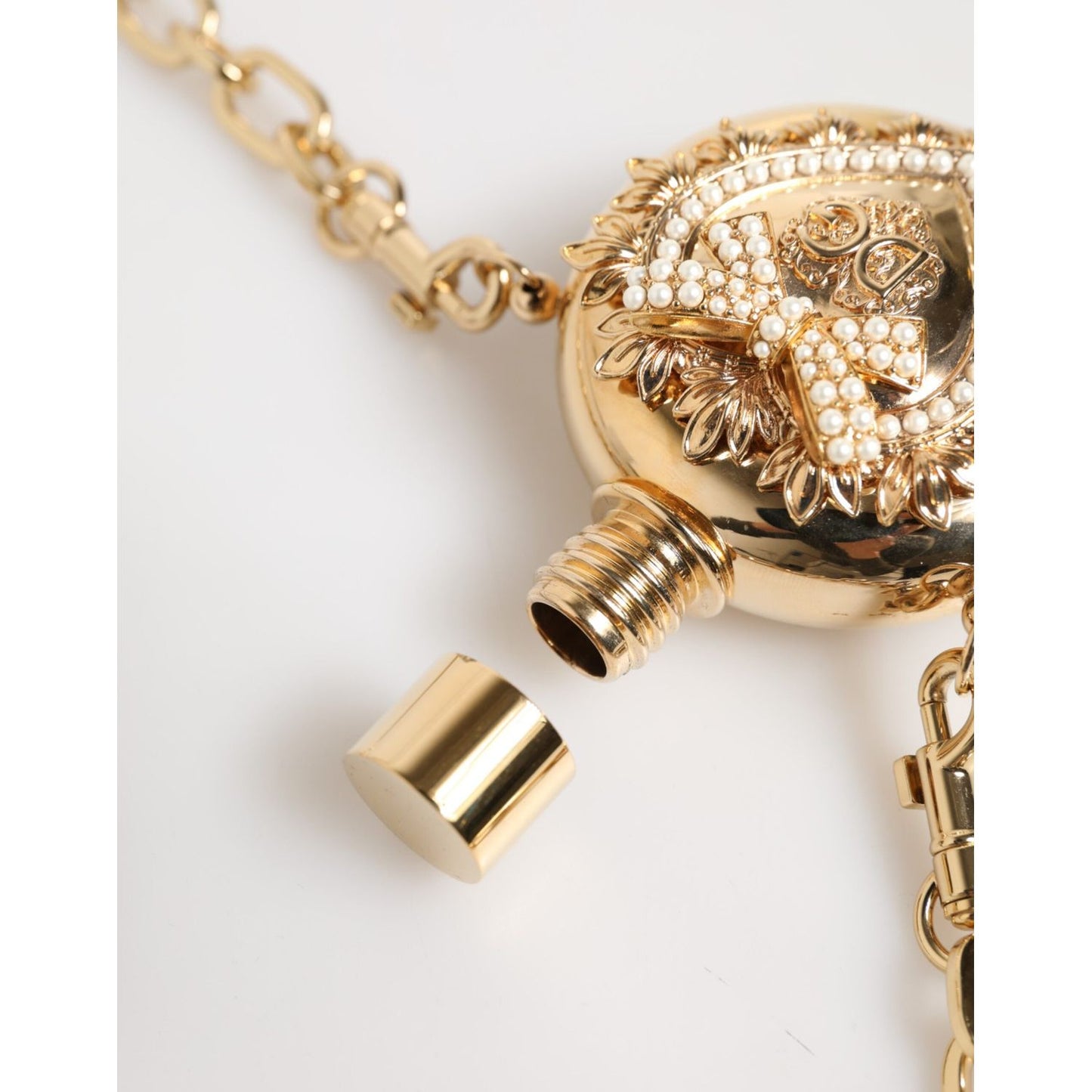 Dolce & Gabbana Gold Brass Rhinestone Devotion Charm Pendant Necklace SMY11223